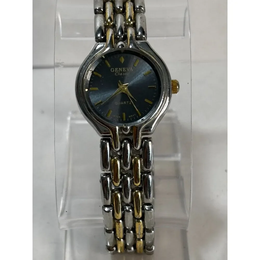 Geneva Classic two-tone dressy blue dial women's watch, working